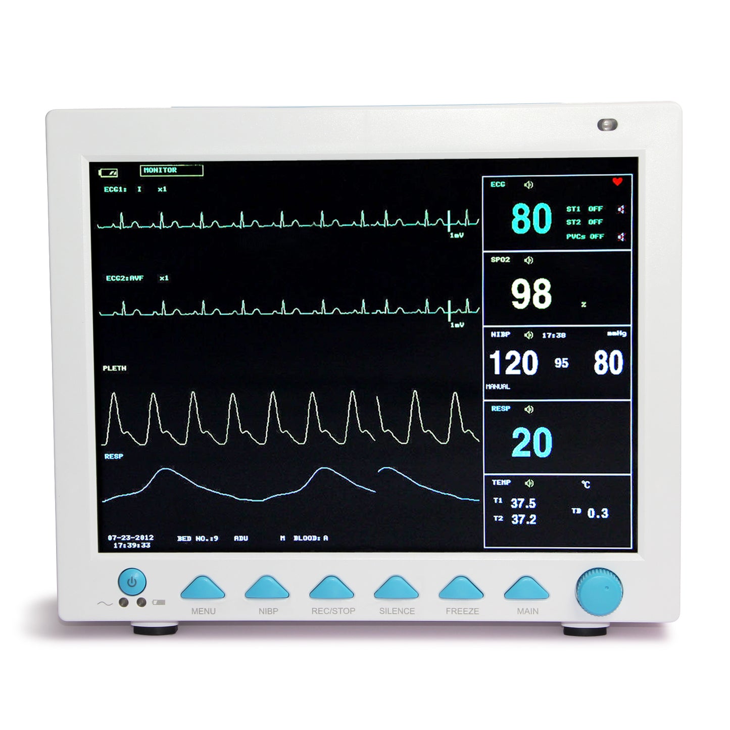 12.1 Inch ICU CCU 6 Parameters Patient Monitor,ECG,NIBP,SPO2,PR,RESP,TEMP CMS8000